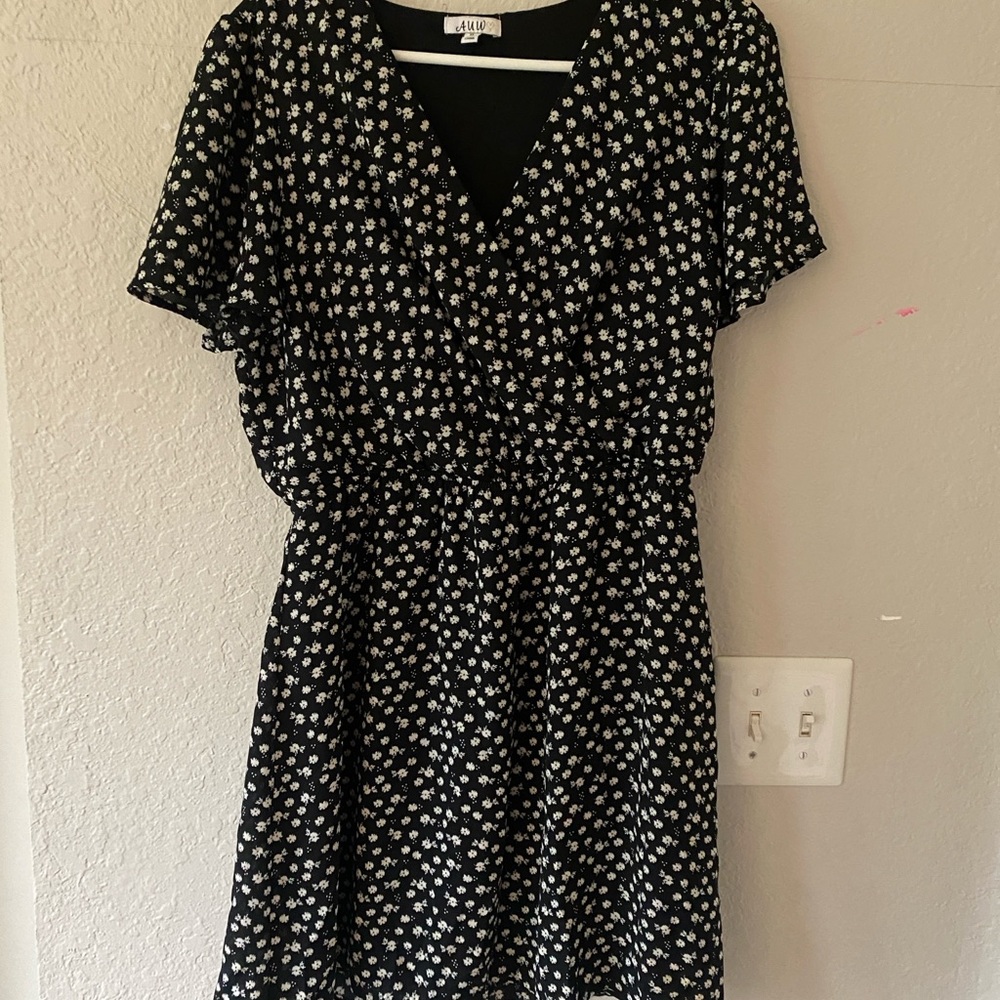 AUW Black and White Floral Mini Dress